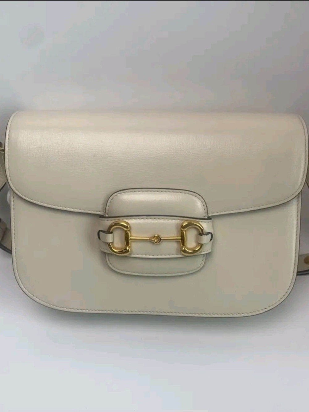 Gucci Off-White Leather Horsebit Shoulder Bag